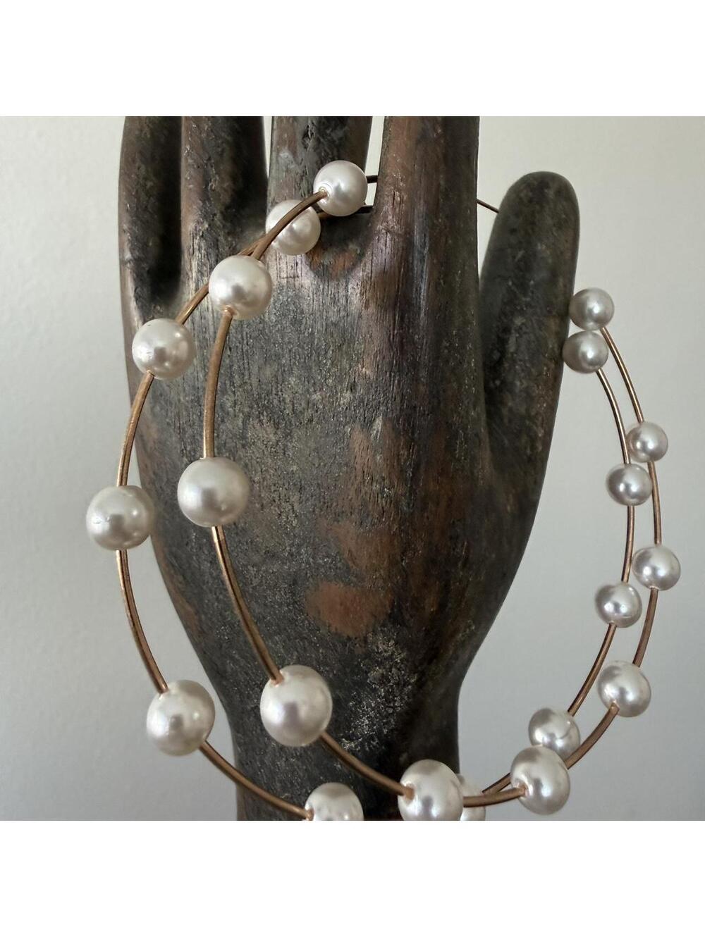 pearl hoop earrings gold wire hoops minimalist elegant bridal coquette